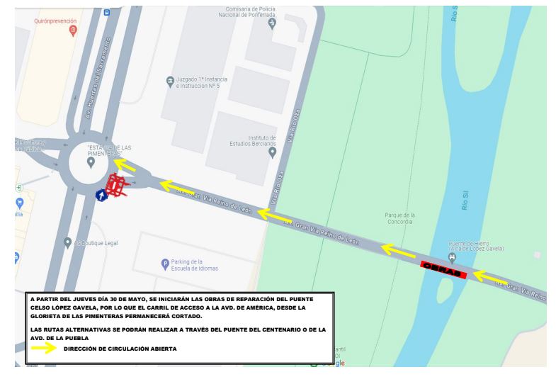 El Ayuntamiento de Ponferrada anuncia cortes de tráfico en el Puente Celso López Gavela a partir del 30 de mayo 2