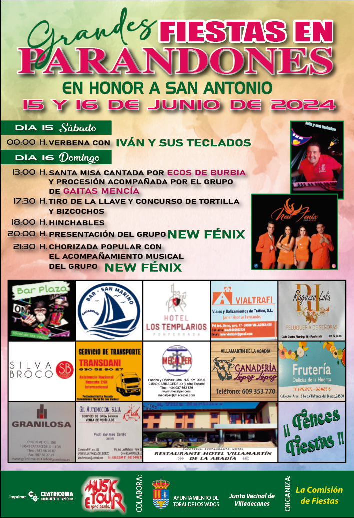 Grandes Fiestas en Parandones (Toral de los Vados) en honor a San Antonio, 15 y 16 de junio 2