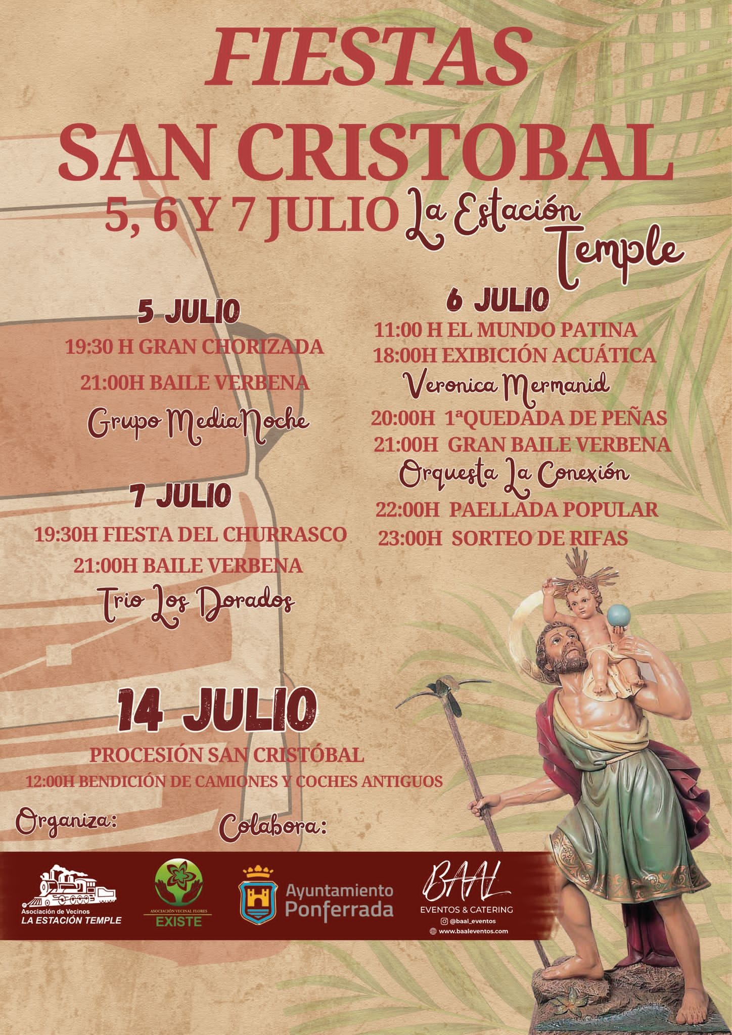 Fiestas de San Cristóbal Barrio de la Estación/Temple los días 5, 6 y 7 de julio 2