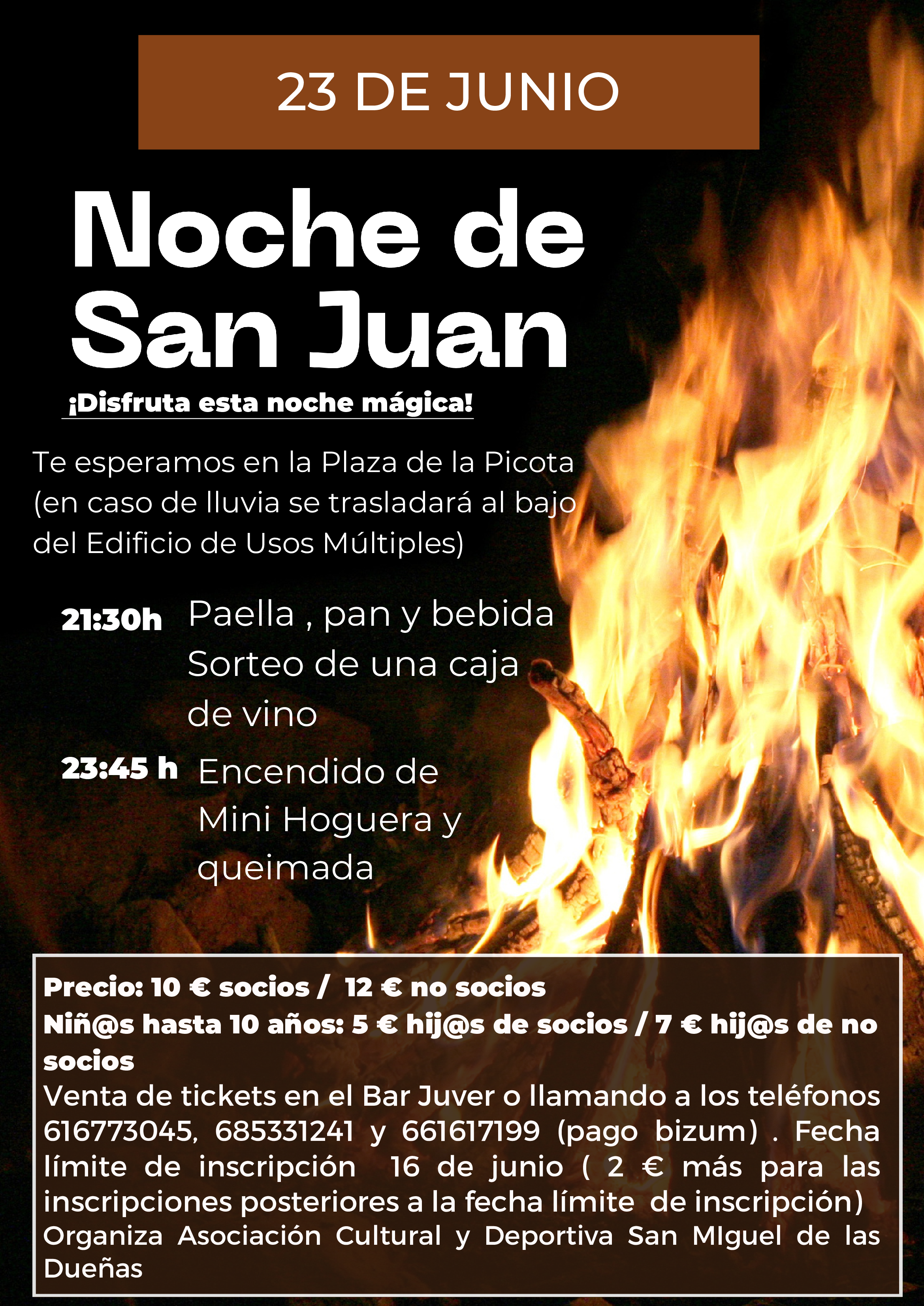 Noche de San Juan 2024. San Miguel de las Dueñas lo celebra con paella, hoguera y queimada 2