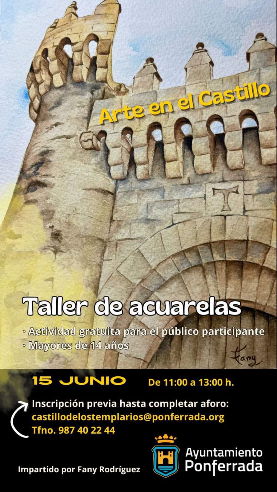 'Arte en el Castillo' taller de acuarela en la fortaleza ponferradina 2