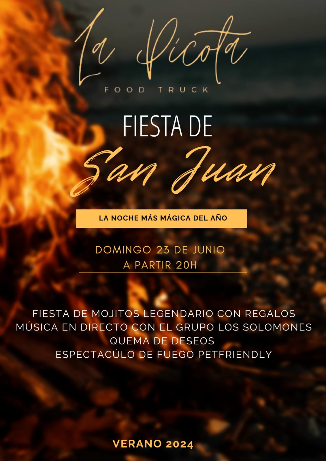 Noche de San Juan 2024 en la Terraza La Picot Food Truck con mojitos, espectáculo de fuego y Los Solomones en concierto 2