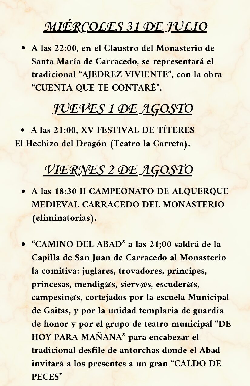 Las actividades de Medieval en Carracedo del Monasterio comienzan hoy con un ajedrez viviente 2