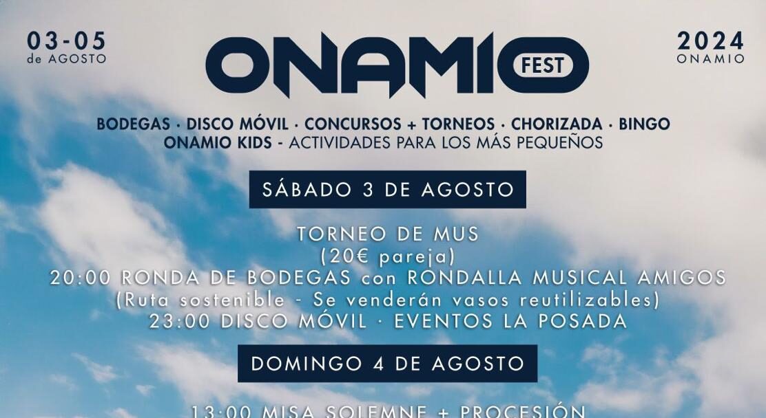 Onamio celebra sus fiestas este fin de semana con ronda de bodegas, chorizada, disco móvil y más 1