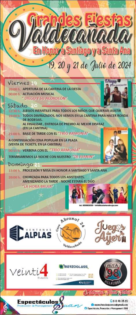 Grandes Fiestas en Valdecañada en honor a Santiago y Santa Ana, los días 19, 20 y 21 de julio 2024 2