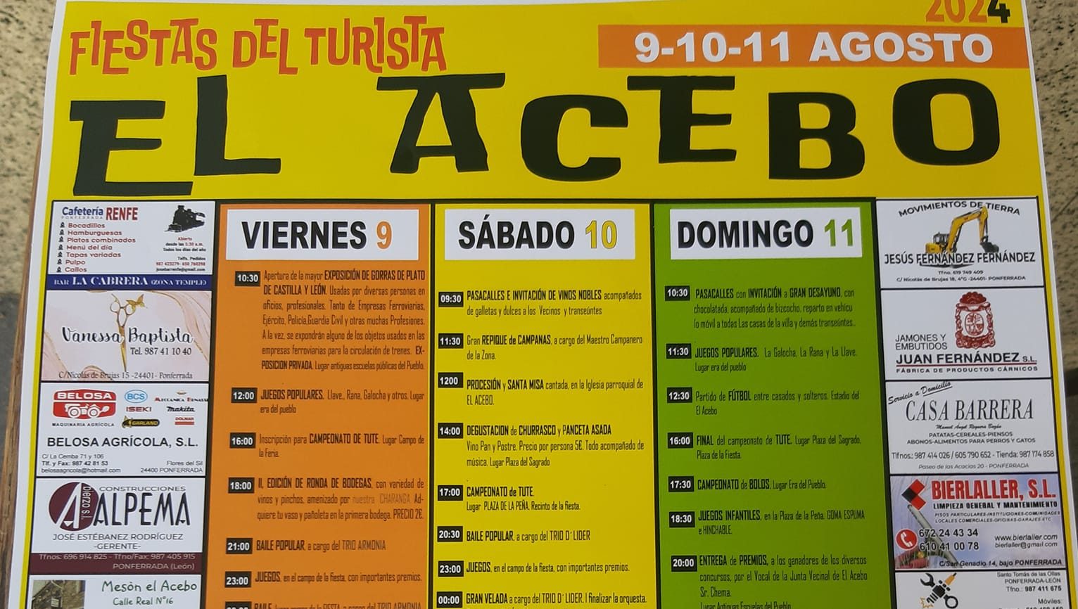 Fiestas del Turista en El Acebo, los días 9, 10 y 11 de agosto 1