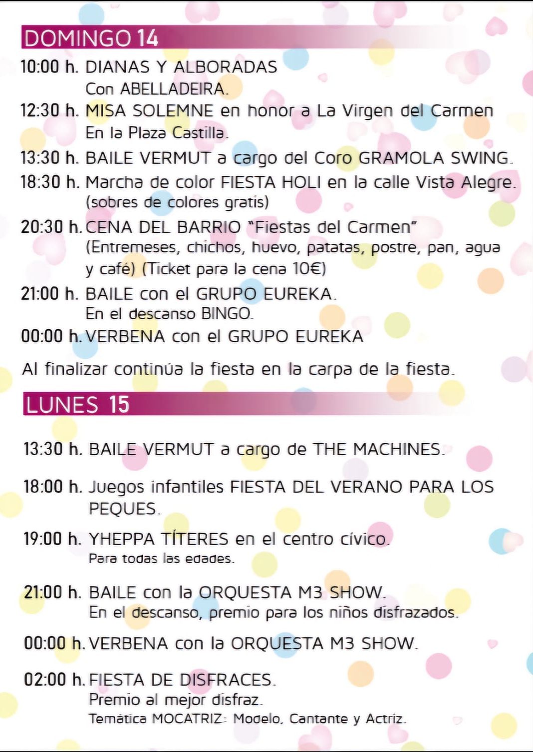 Programa de Fiestas del Carmen 2024 en el Barrio de La Placa de Ponferrada 4