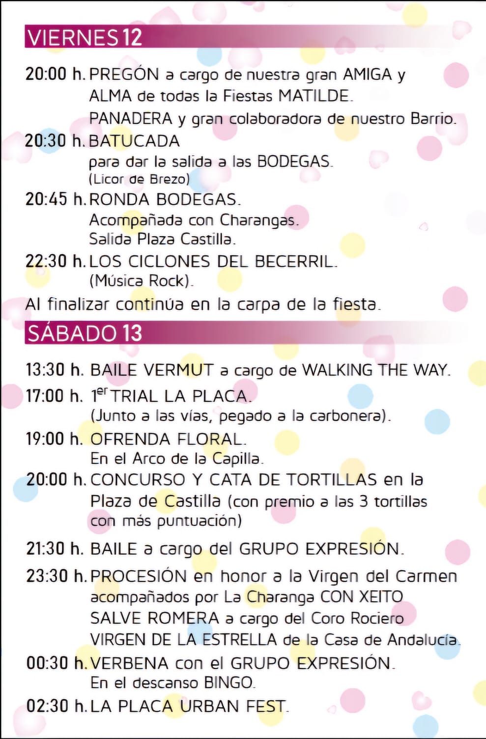 Programa de Fiestas del Carmen 2024 en el Barrio de La Placa de Ponferrada 3