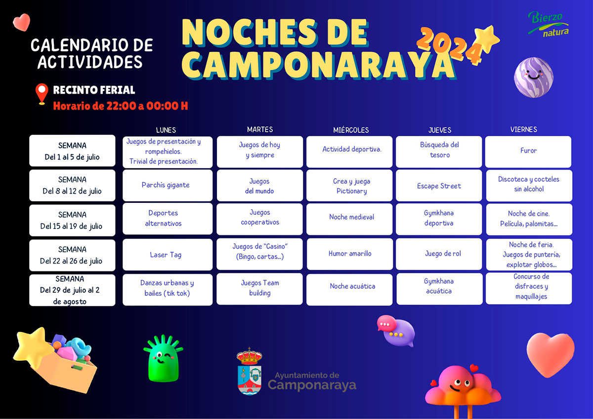 Camponaraya organiza de nuevo las noches de verano, actividades para niños el Recinto Ferial 2