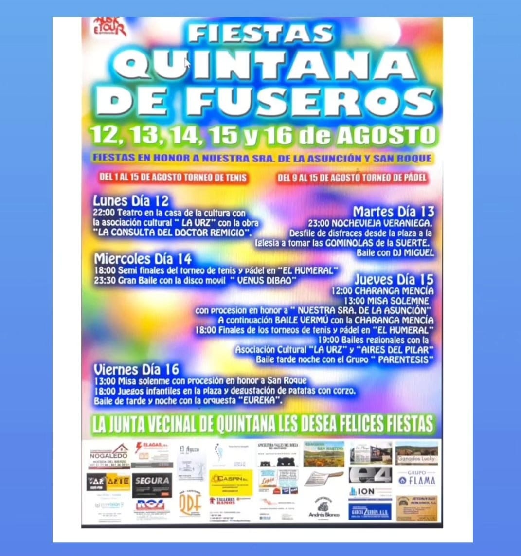 Fiestas en Quintana de Fuseros del 12 al 16 de agosto 2024 en honor a Nuestra Señora y San Roque 2