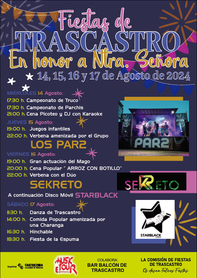 Grandes Fiestas en Trascastro en honor a Nuestra Señora del 14 al 17 de agosto 2