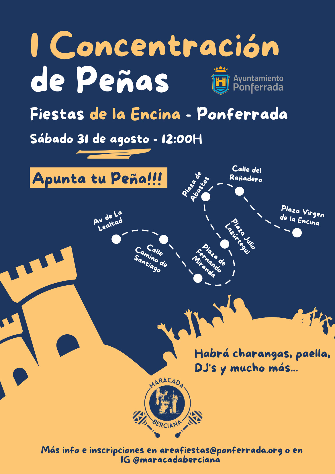 La I Concentración de Peñas que organizará Ponferrada se celebrará el 31 de agosto 2