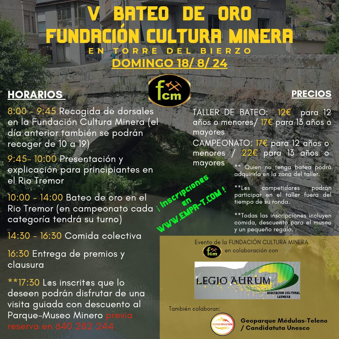 Todo preparado para la V edición del Bateo de oro organizado por la Fundación Cultura Minera en Torre del Bierzo 2