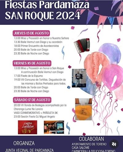 Fiestas de San Roque en Pardamaza 2024 del 15 al 17 de agosto 2