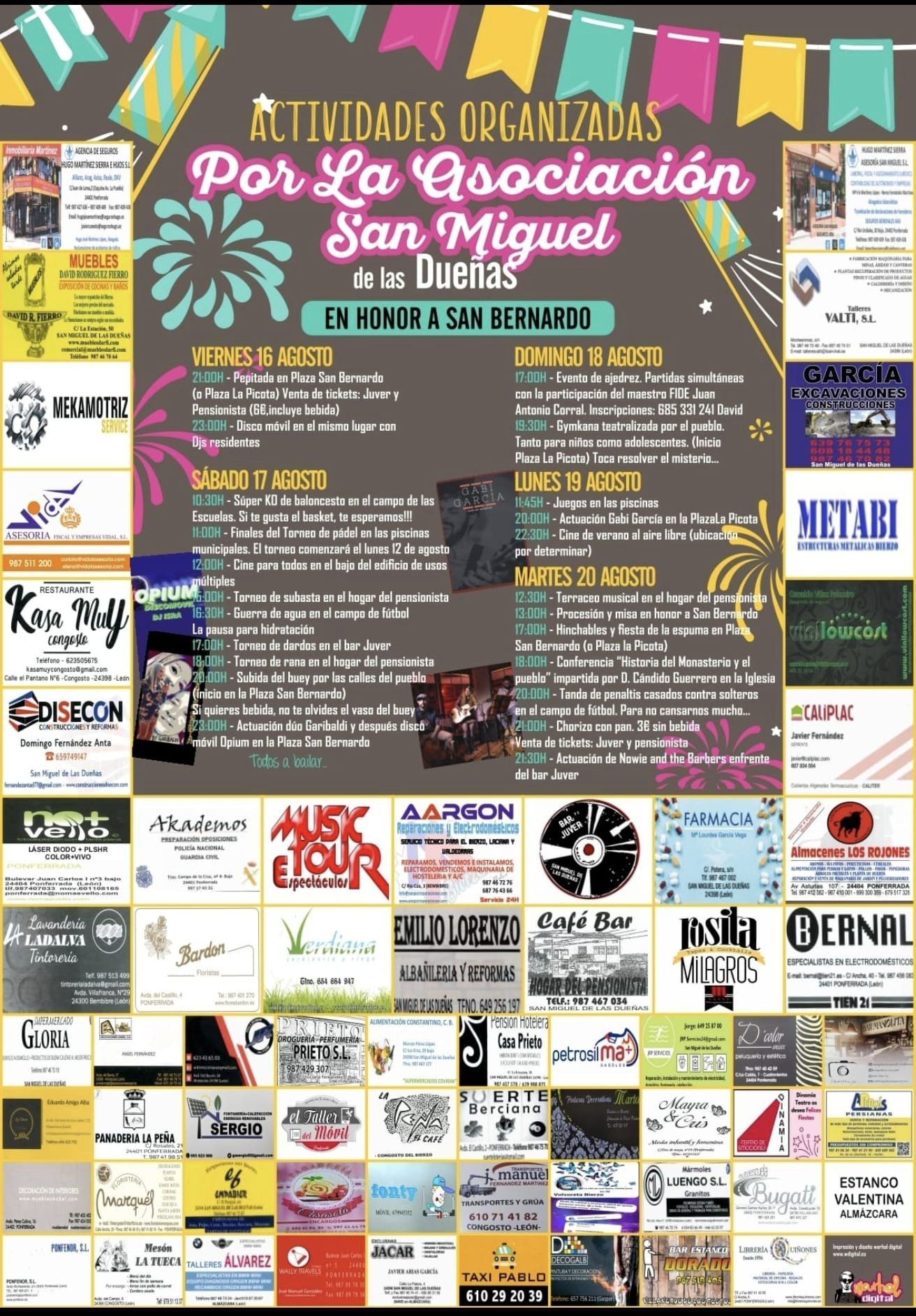 Grandes fiestas en honor a San Bernardo en San miguel de las Dueñas del 16 al 20 de agosto 2024 2