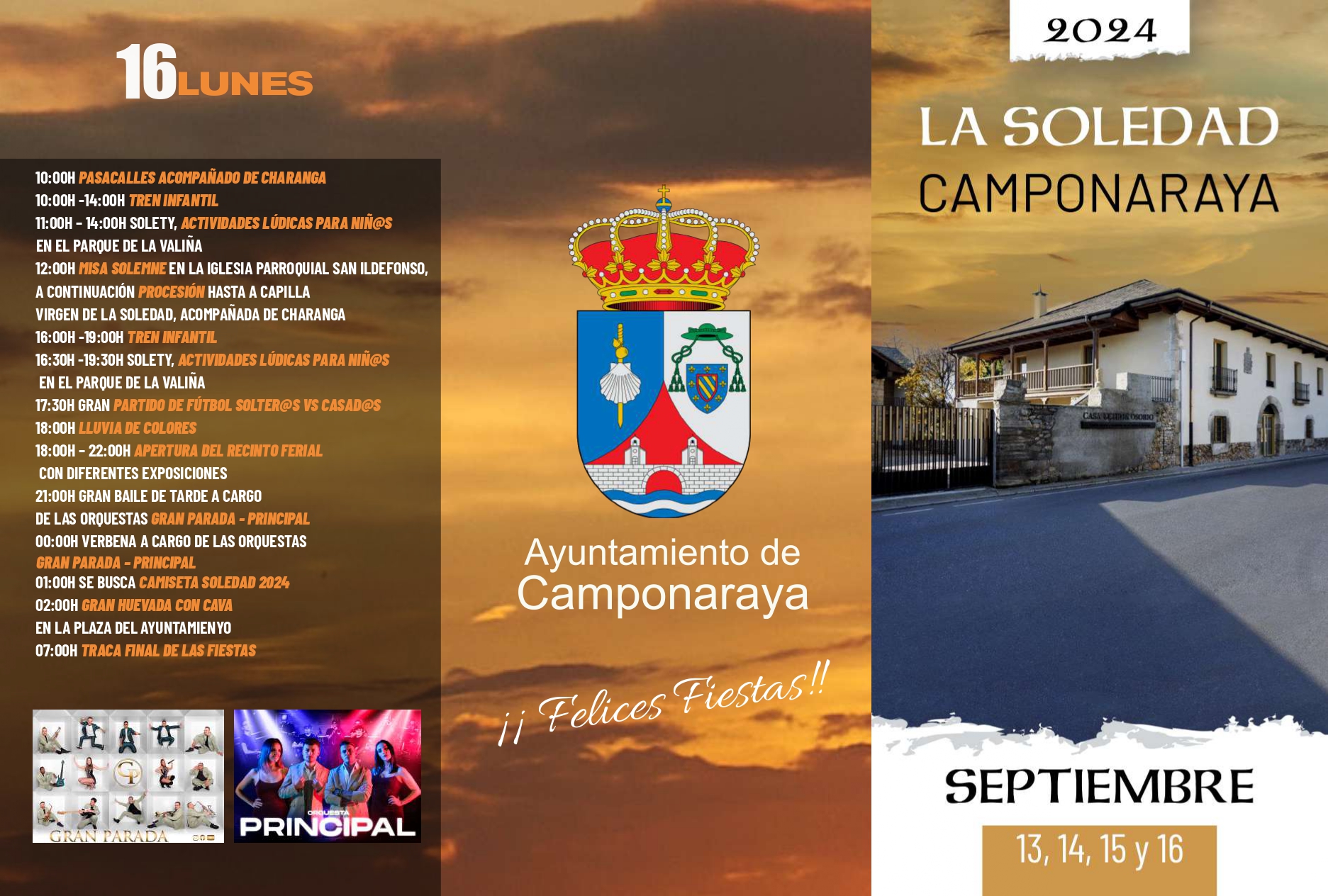 Programa de Fiestas de La Soledad en Camponaraya, Orquesta Panorama, Hamlet y mas actividades 3