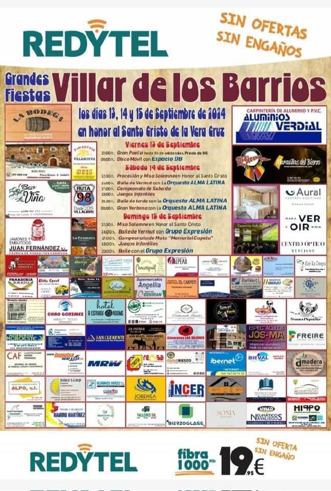 Grandes Fiestas en Villar de los Barrios en honor al Santo Cristo de la Vera Cruz, 13 al 15 de septiembre 2