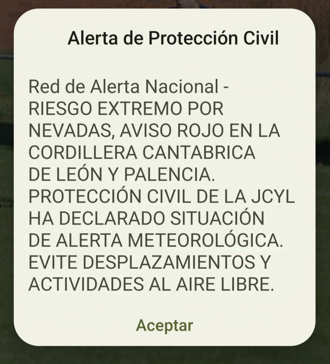 Protección Civil Castilla y León avisa a través de los móviles una alerta de riesgo extremo de nevadas 4