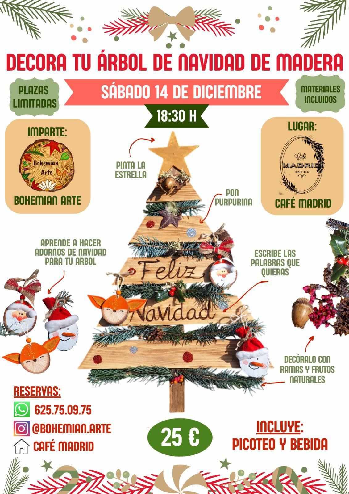 Decora tu árbol de Navidad de madera en un taller creativo en el Café Madrid 2