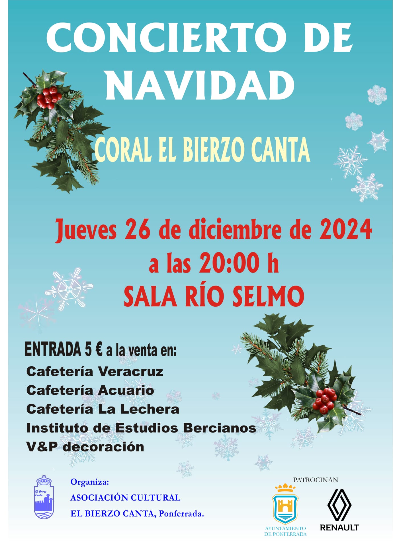 La Coral El Bierzo Canta ofrecerá un concierto de Navidad en la Sala Río Selmo 2