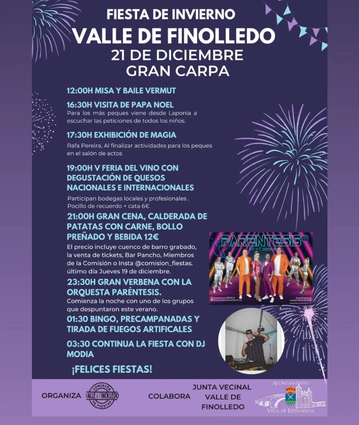 Valle de Finolledo organiza su fiesta de invierno con magia, cena, verbena y precampanadas 2