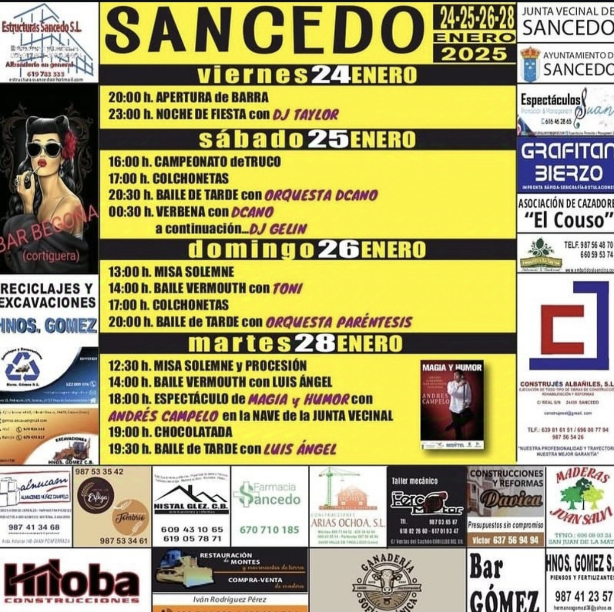 Fiestas de Sancedo del 24 al 28 de enero con música, hinchables y chocolatada 2