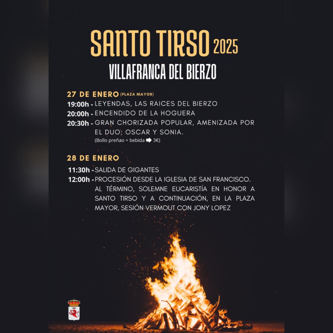 Villafranca disfrutará de las Fiestas en honor a Santo Tirso con la tradicional hoguera y chorizada 1