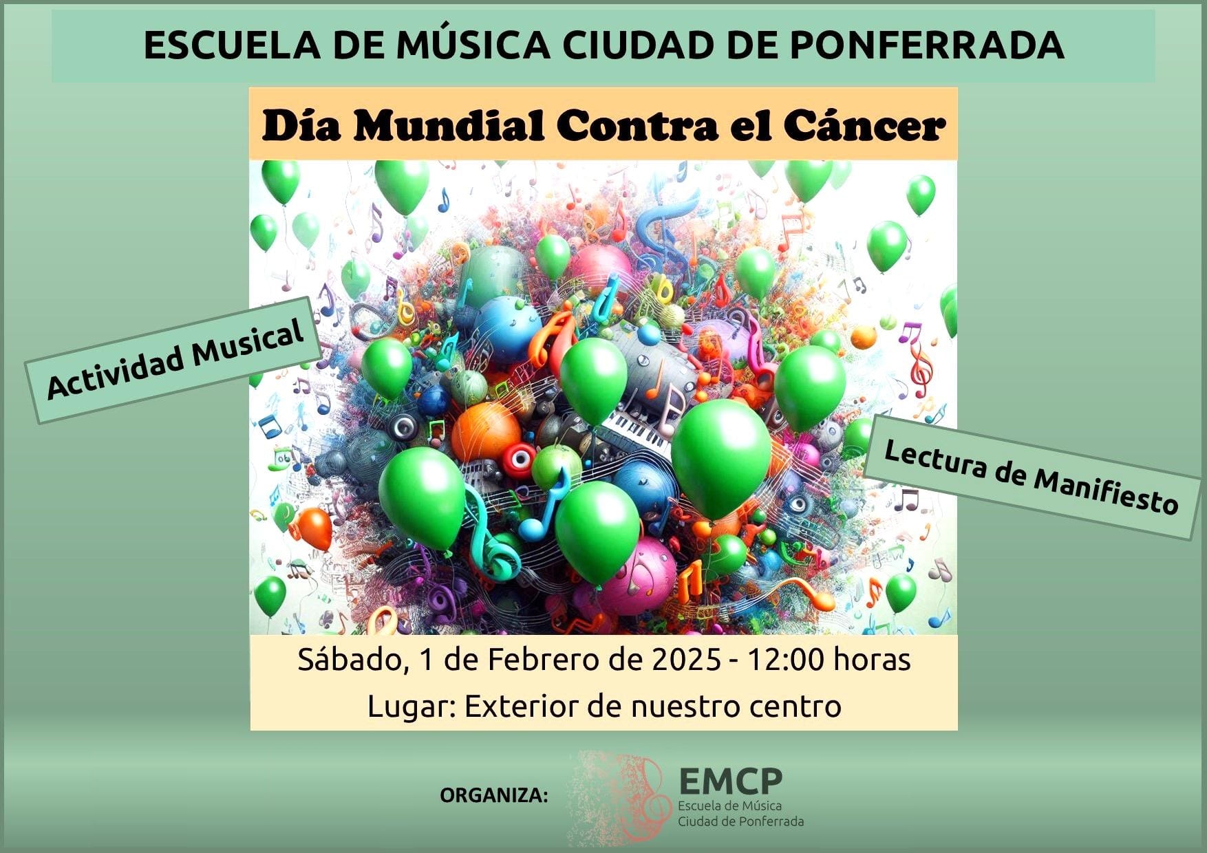 La Escuela de Música Ciudad de Ponferrada se une a la lucha contra el cáncer con un acto conmemorativo 1