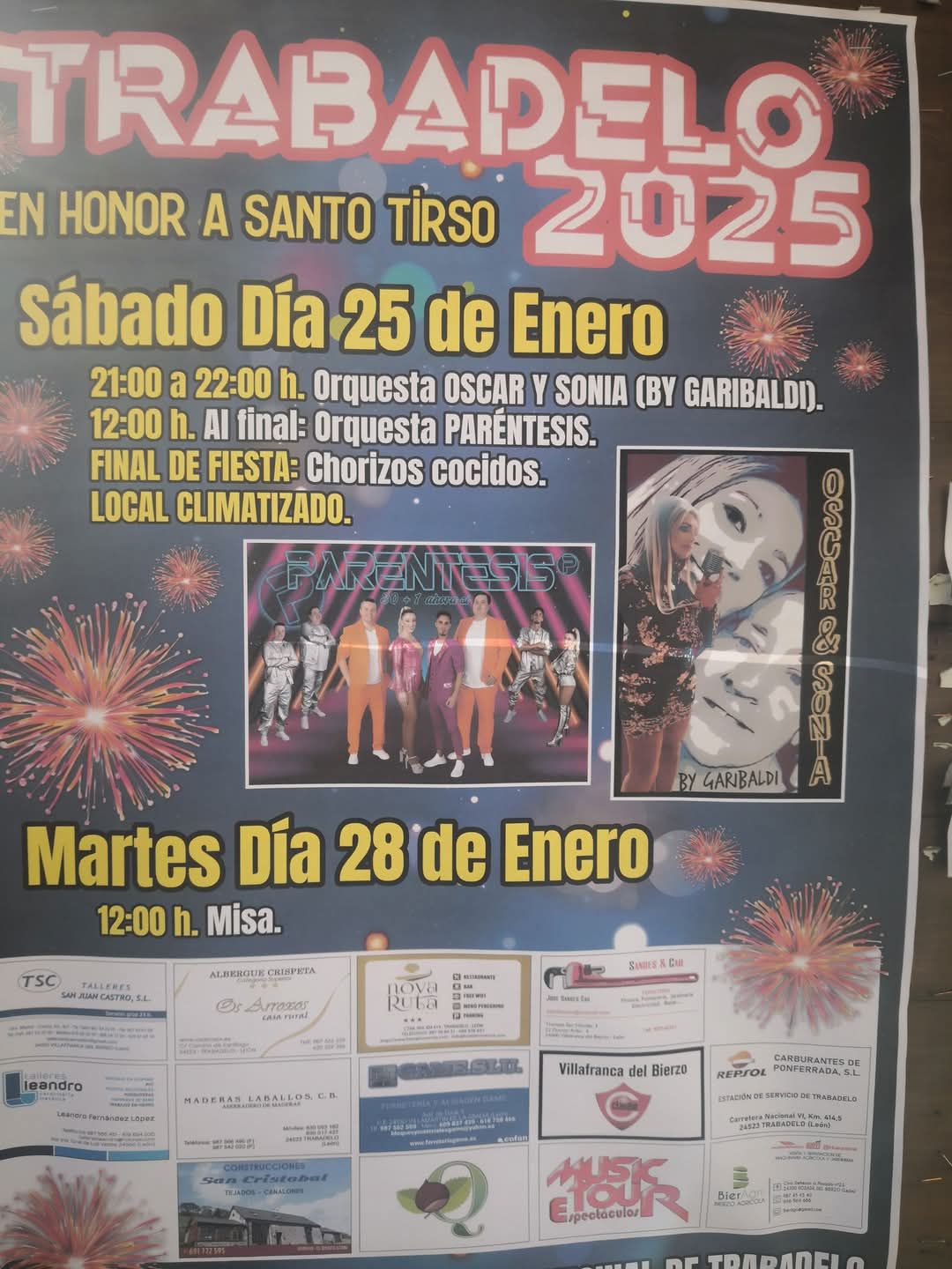 Fiestas en honor a Santo Tirso 2025 en Trabadelo con verbena y chorizada 2