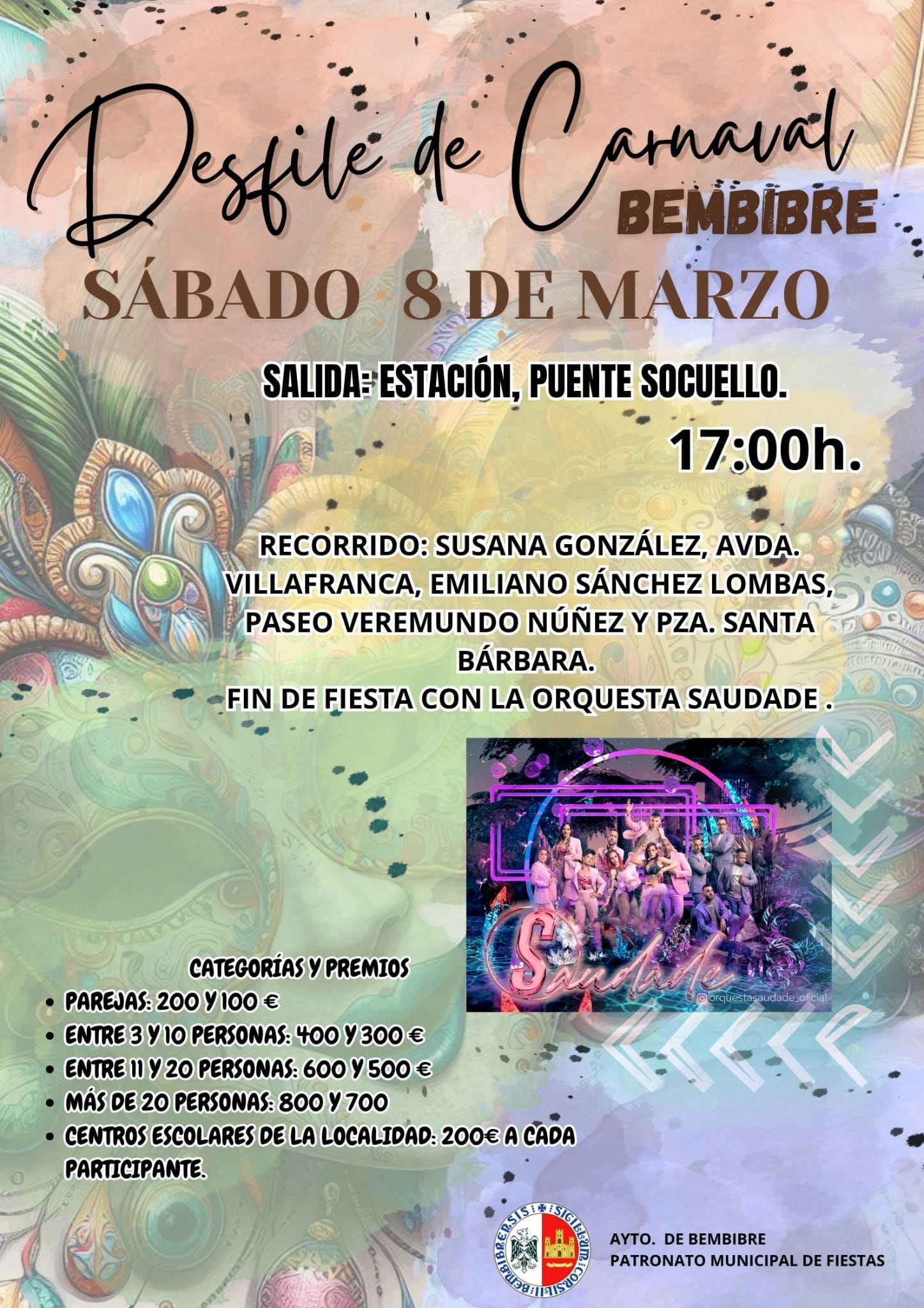 Bembibre celebrará su gran desfile de Carnaval el próximo 8 de marzo con más de 3.000€ en premios 2