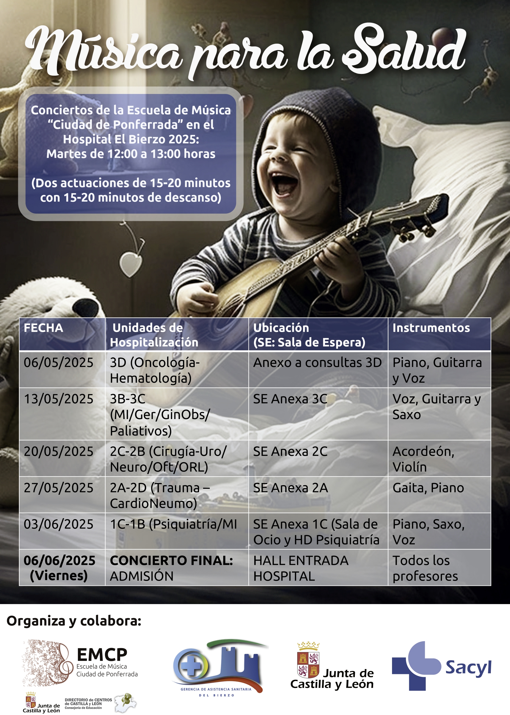 La Escuela de Música "Ciudad de Ponferrada" lleva alegría y esperanza a los pacientes del Hospital El Bierzo 2 La Escuela de Música "Ciudad de Ponferrada" lleva alegría y esperanza a los pacientes del Hospital El Bierzo 2