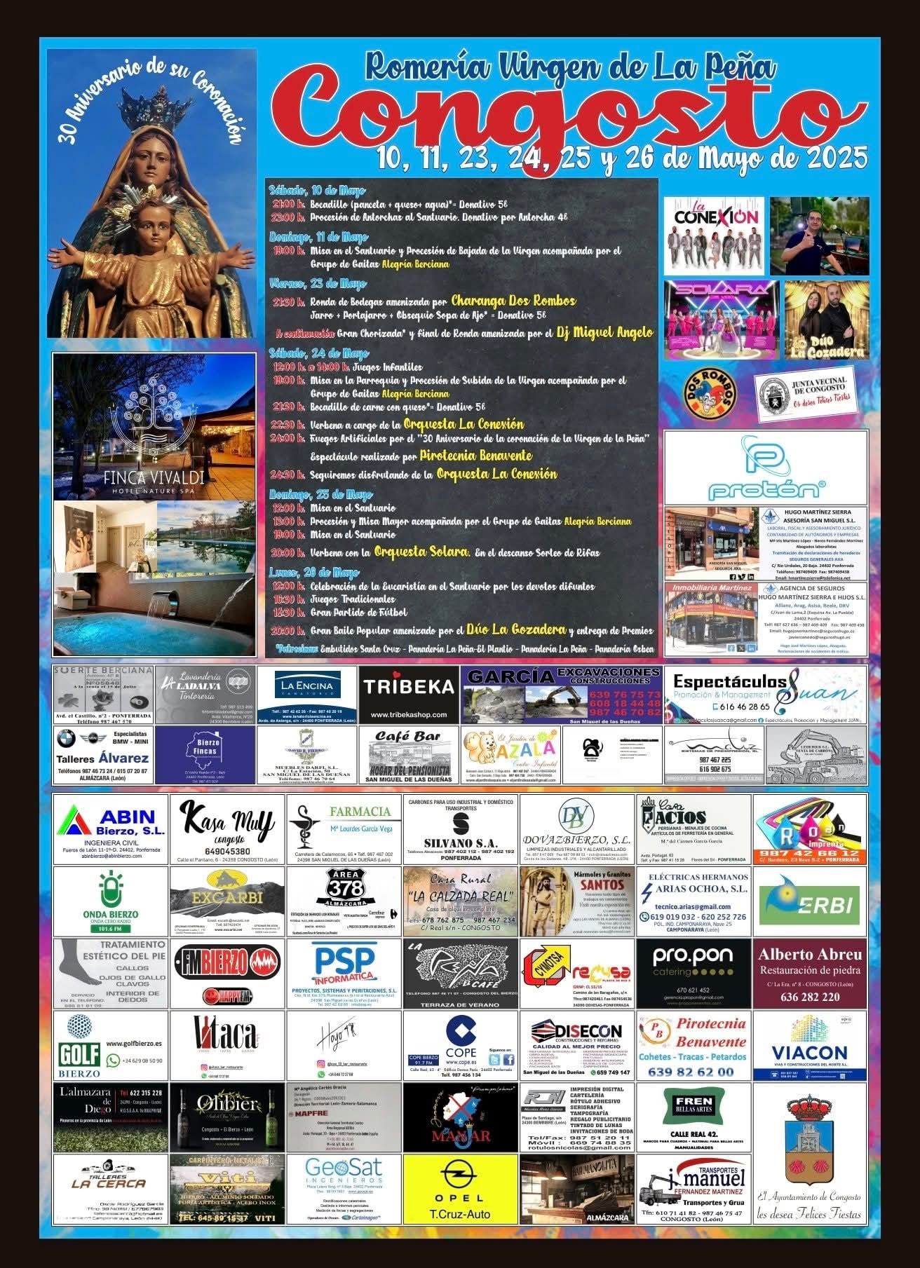 Programa de fiestas de la Romería Virgen de la Peña en Congosto 10, 11, 23, 24, 25 y 26 de mayo de 2025 2 Programa de fiestas de la Romería Virgen de la Peña en Congosto 10, 11, 23, 24, 25 y 26 de mayo de 2025 2