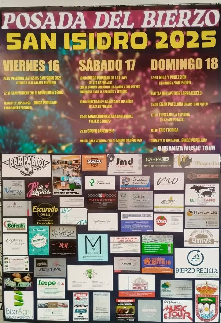 Posada del Bierzo se engalana para celebrar San Isidro 2025 con música, juegos, gastronomía y tradición 2 Posada del Bierzo se engalana para celebrar San Isidro 2025 con música, juegos, gastronomía y tradición 2