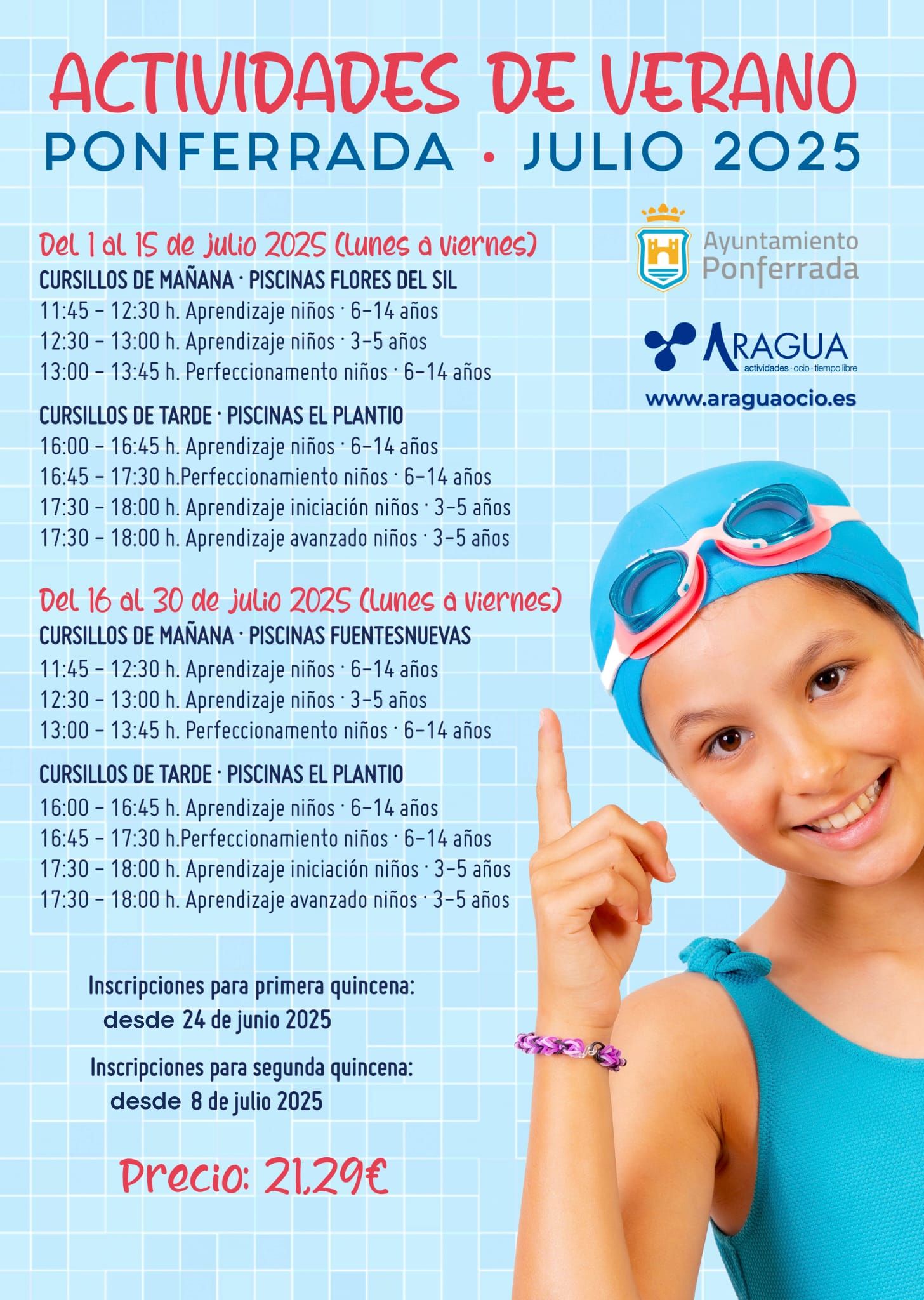 Estas son las actividades previstas para las piscinas de verano de Ponferrada durante el verano 1