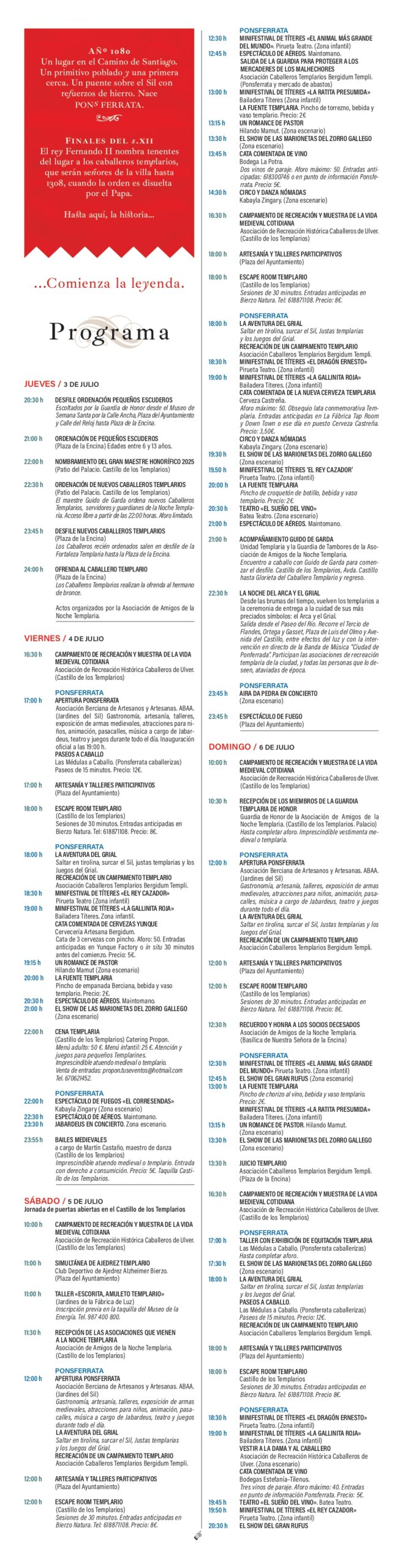 Ponferrada presenta un ambicioso programa para la Noche Templaria 2025 con más actividades y nuevas ubicaciones 4 Ponferrada presenta un ambicioso programa para la Noche Templaria 2025 con más actividades y nuevas ubicaciones 4