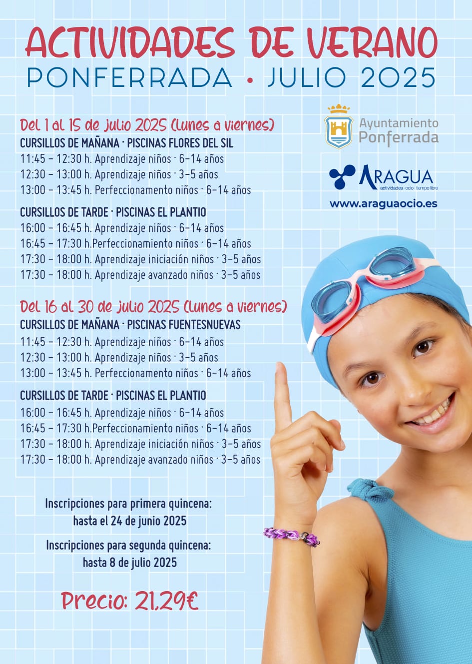 Estas son las actividades previstas para las piscinas de verano de Ponferrada durante el verano 1