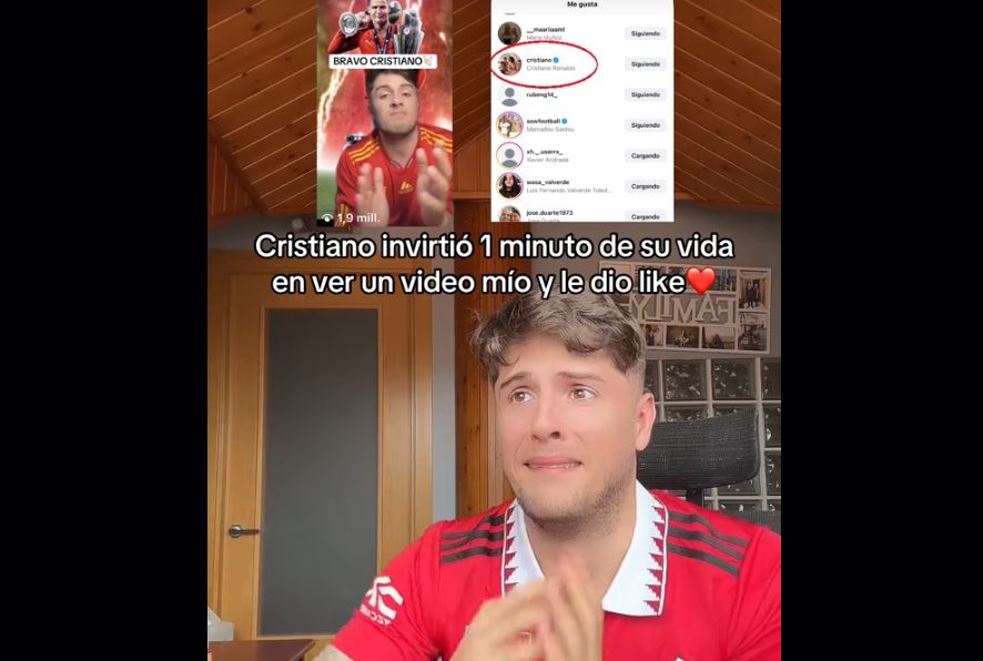 La emocionada reacción del influencer ponferradino Roberto López 'Rupa' al Like de Cristiano Ronaldo en uno de sus vídeos 1